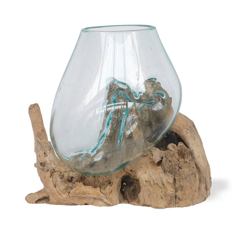 Molten glass on Driftwood