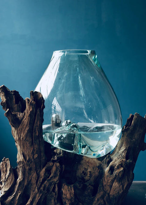Molten glass on Driftwood