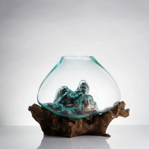 Molten glass on Driftwood