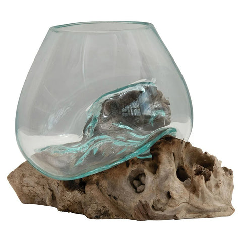 Molten glass on Driftwood