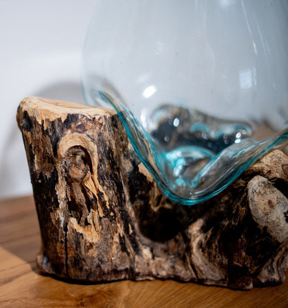 Molten glass on Driftwood