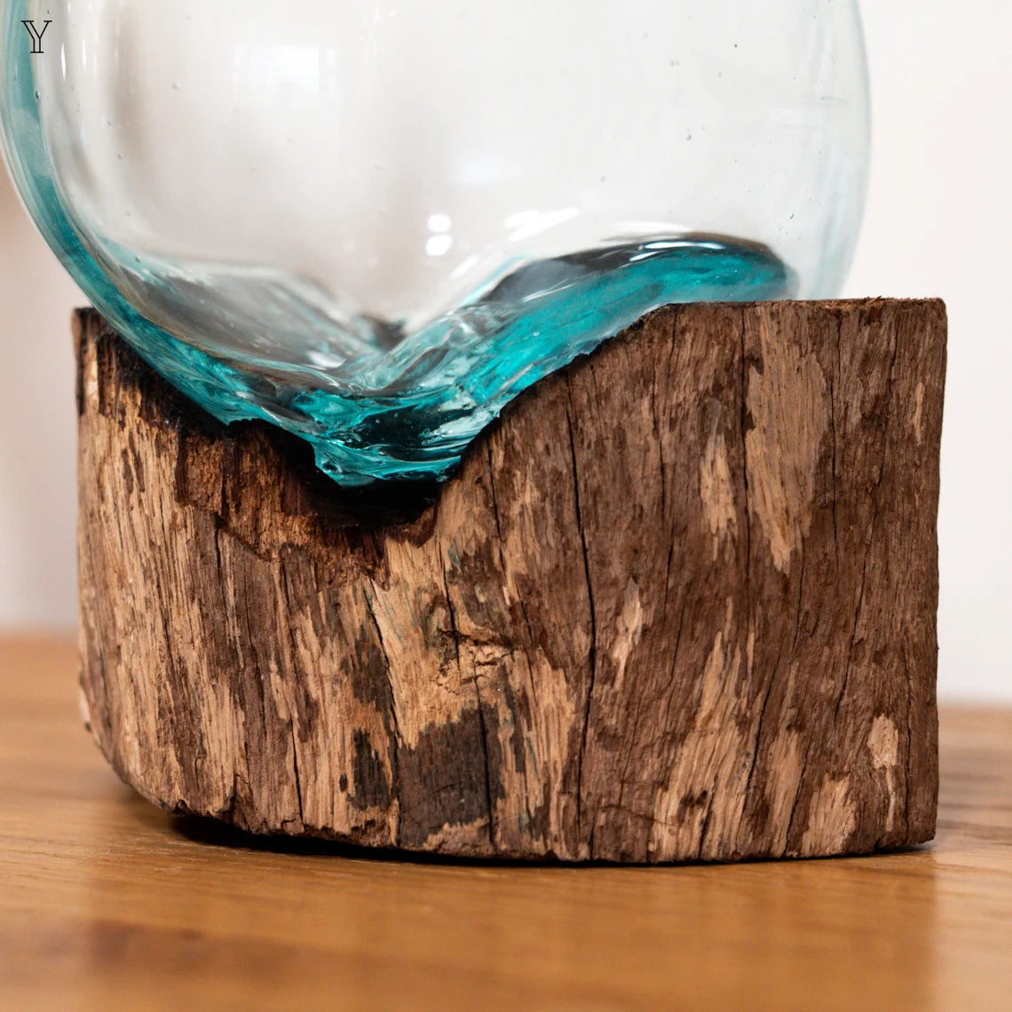 Molten glass on Driftwood