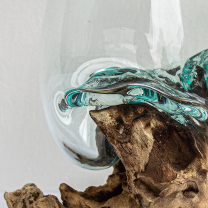 Molten glass on Driftwood